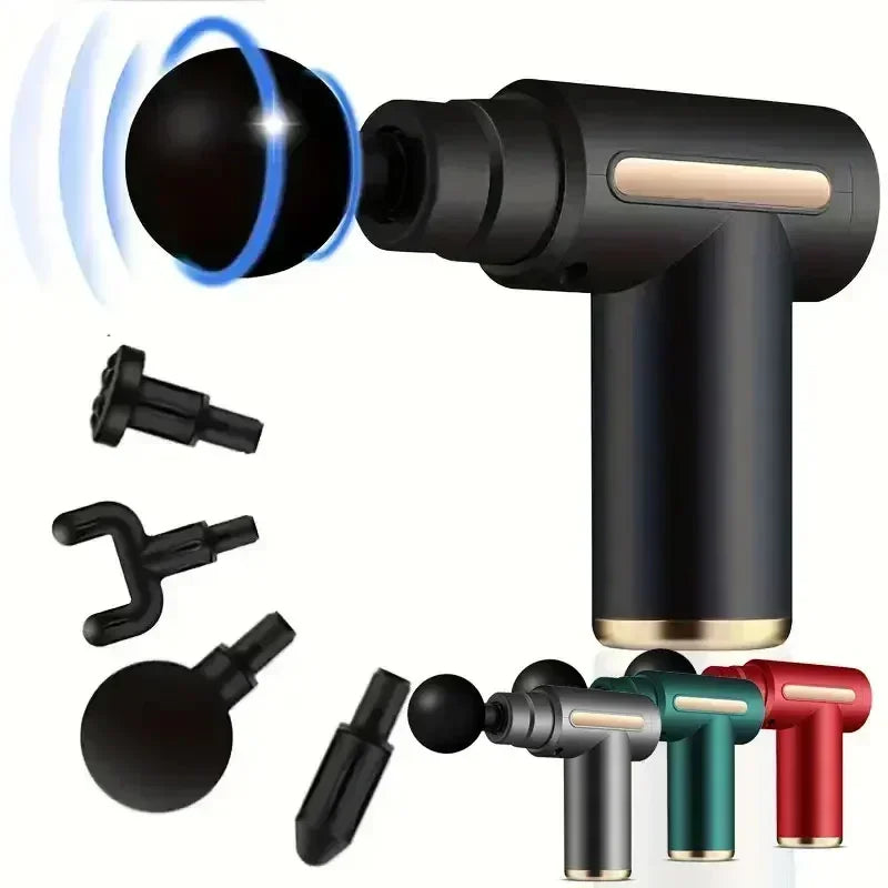 5-in-1 Electroplated Massage Gun – Deep Tissue Muscle Relaxation Massager