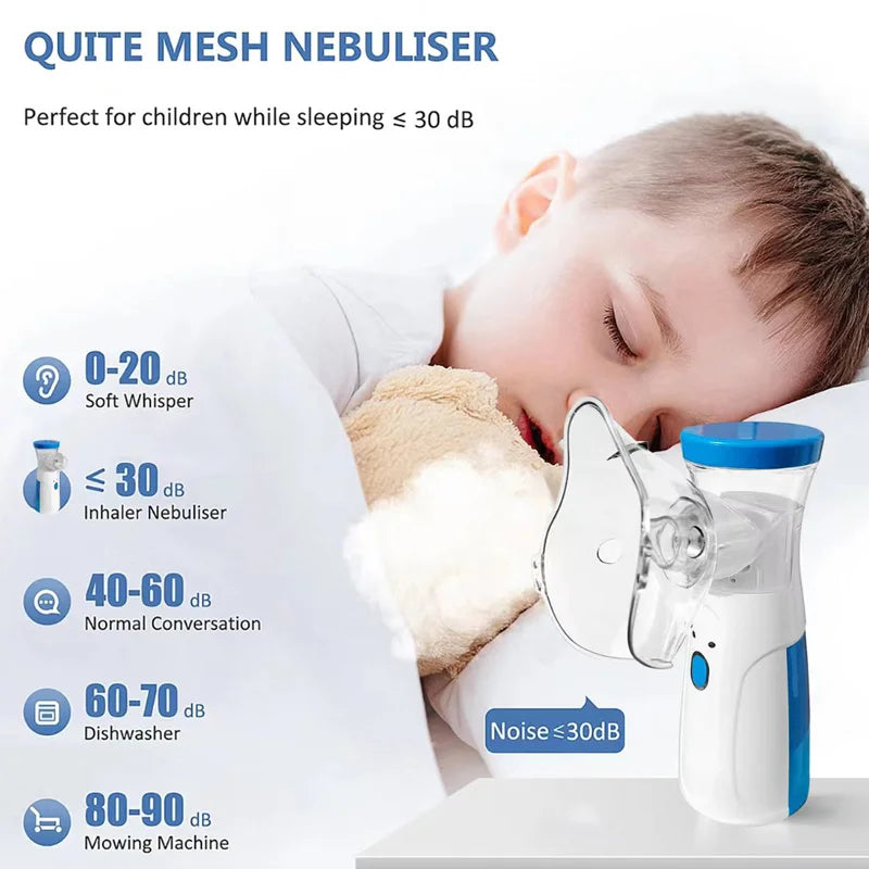 Portable Rechargeable Nebulizer Machine – Silent Handheld Mesh Nebulizer for Kids
