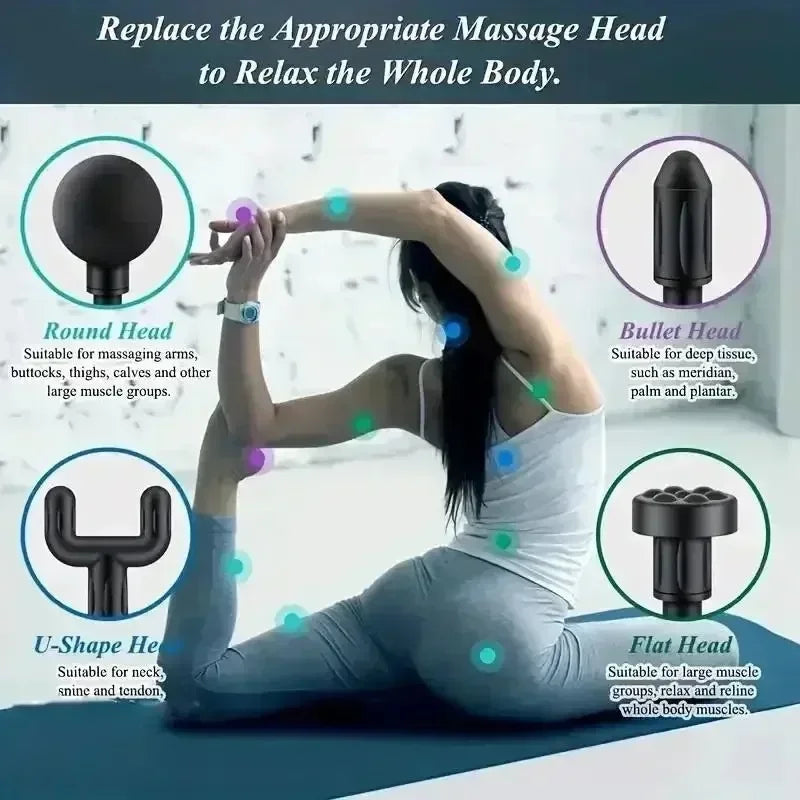 5-in-1 Electroplated Massage Gun – Deep Tissue Muscle Relaxation Massager