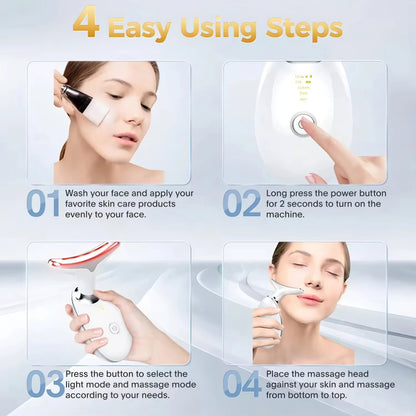 3-in-1 Microcurrent Neck & Face Massager with LED Light