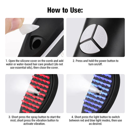 Steam Vibration Hair Growth Brush – Scalp Massager & Nourishing Hair Comb