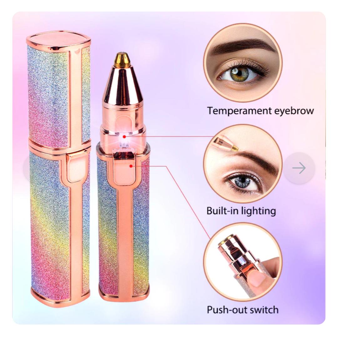 2 in 1 Electric Eyebrow Trimmer & Facial Hair Remover with LED Light