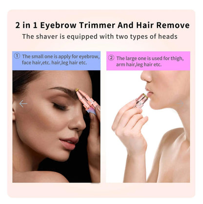 2 in 1 Electric Eyebrow Trimmer & Facial Hair Remover with LED Light